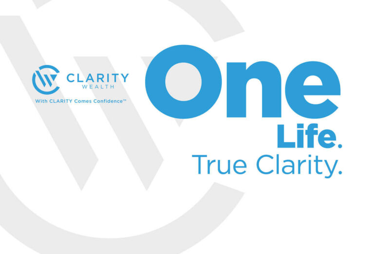 Clarity Wealth logo with the text "One Life. True Clarity." and the tagline "With CLARITY Comes Confidence.