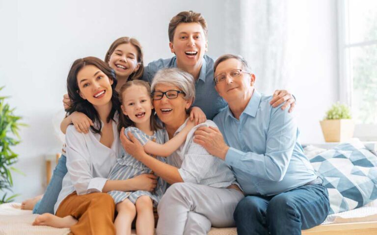 Family hugging